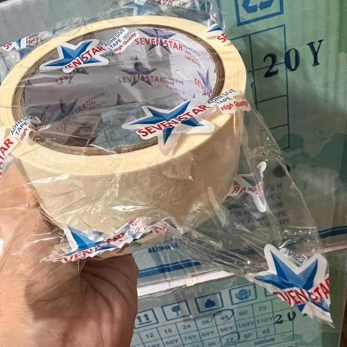 

JUAL Lakban Kertas 48 mm & 45 mm 20 yard Paket Isi 12 pcs Masking Tape Seven Star