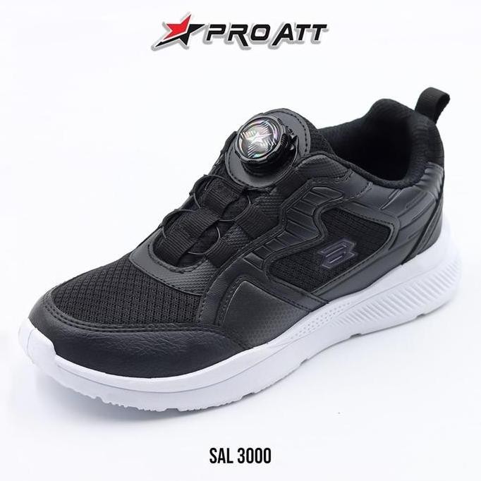 Sepatu PRO ATT SAL 3000 Tali Putar Hitam Putih dan Hitam Polos Kasual Pria Casual Karet Shoes Kerja