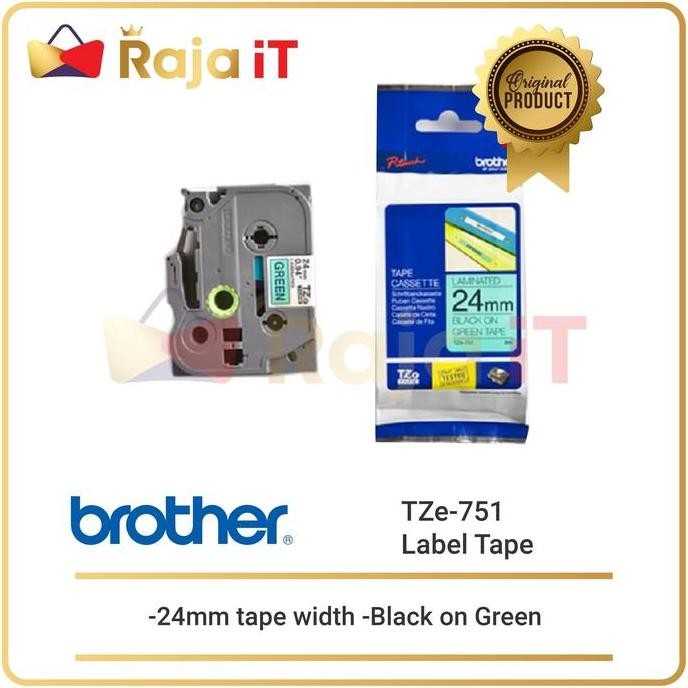 

TERMURAH BROTHER Label Tape TZE 751 24mm Black On Green