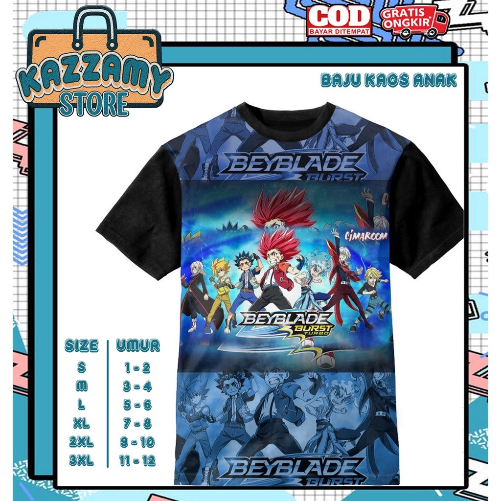 Kaos Anak 3D Baju Anak Beyblade Burst Turbo - Kazzamy