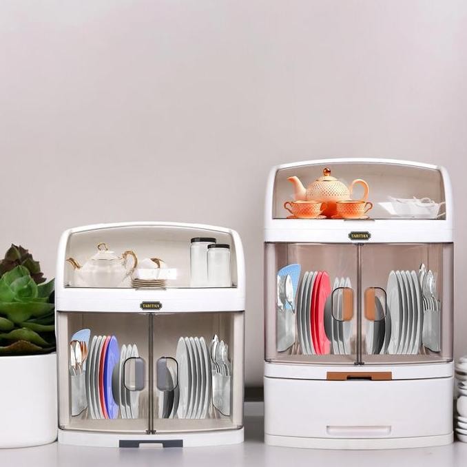 TERBARU - Rak Piring Plastik Tertutup Tabita Susun 2 3