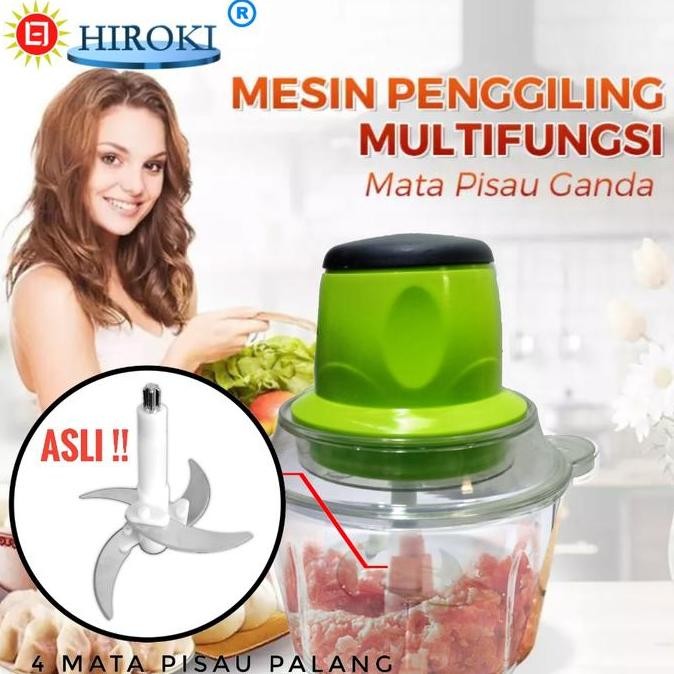 Tersedia HIROKI Blender Portable Daging Bumbu Meat Grinder 2 liter Jumbo