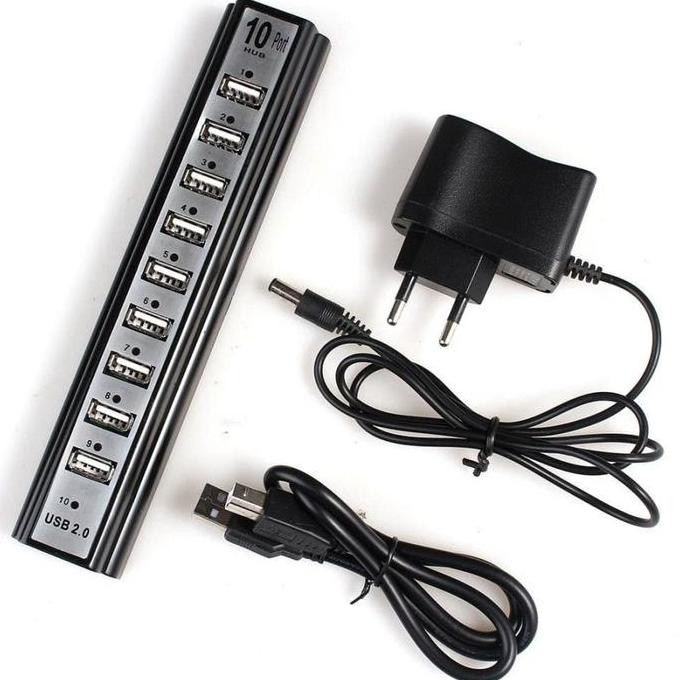 BEBAS ONGKIR - USB HUB 10 port /usb hub 10port +adaptor /usb 2.0 hub 10 port +adaptor