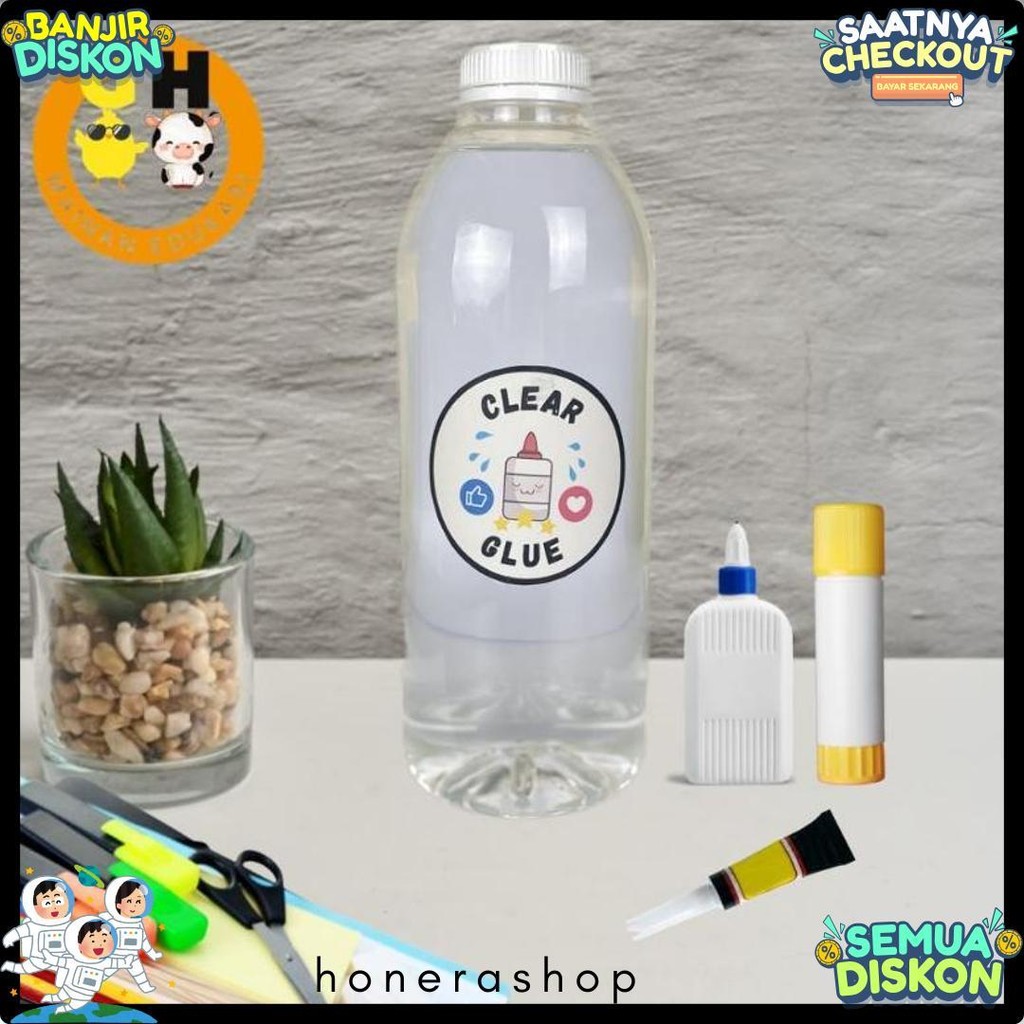 

Clear Glue Lem Bening Transparan 1 Kg Mirip Povinal Lem Slime Tanpa Campuran Air 100% Bygheduplay Diskon Setengah Harga