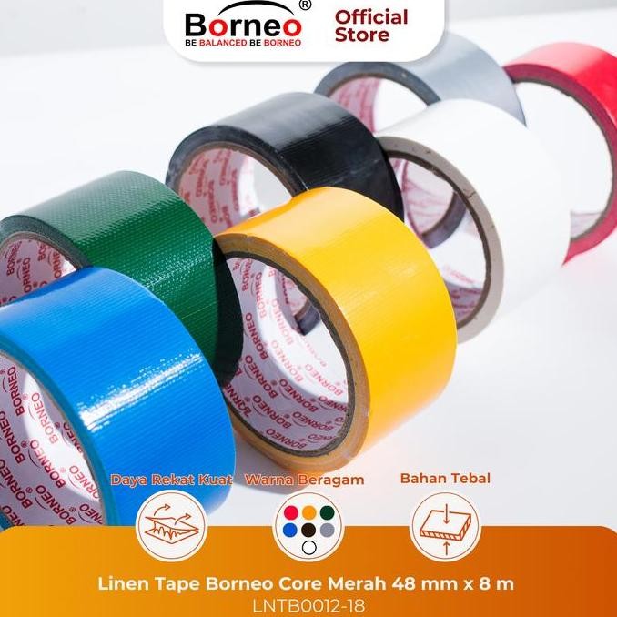 

JUAL 6 ROLL - Borneo Linen Tape / Cloth Tape CM (48mm x 8m)