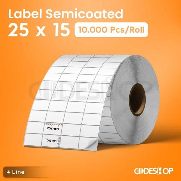 

BRG BARU LABEL SEMICOATED 25X15 / 25 X 15mm 4 LINE ISI 10.000 PCS