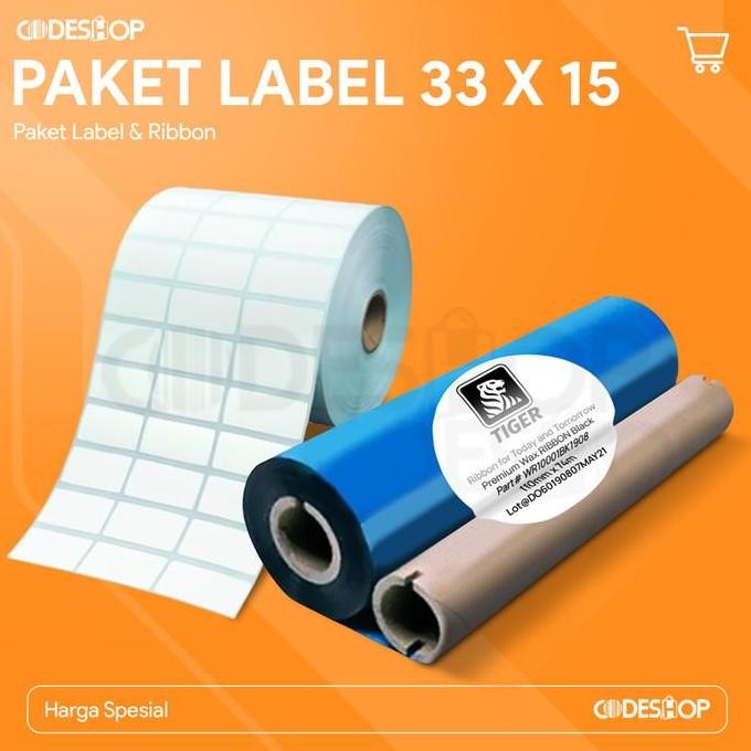 

HOT SALE Label Semicoat 33x15 3 Line 5 Roll & Ribbon Wax 110x74 3 Roll Paket