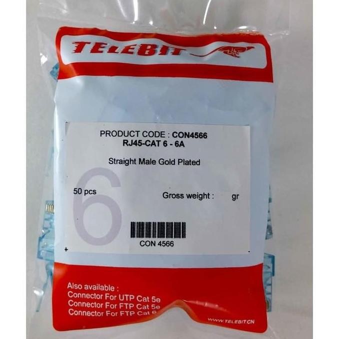 Konektor RJ45 Telebit CAT6 RJ-45 - Biru