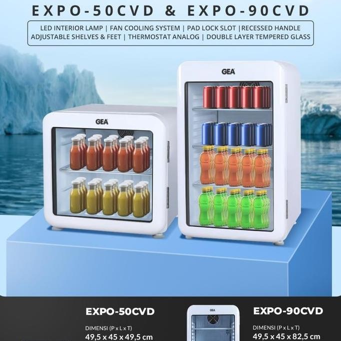 Murah Gea Kulkas Showcase Mini Putih Expo 50 Cvd / 50Cvd Expo50 Expo50Cvd 45 Liter Expo 90 Cvd 90Cvd