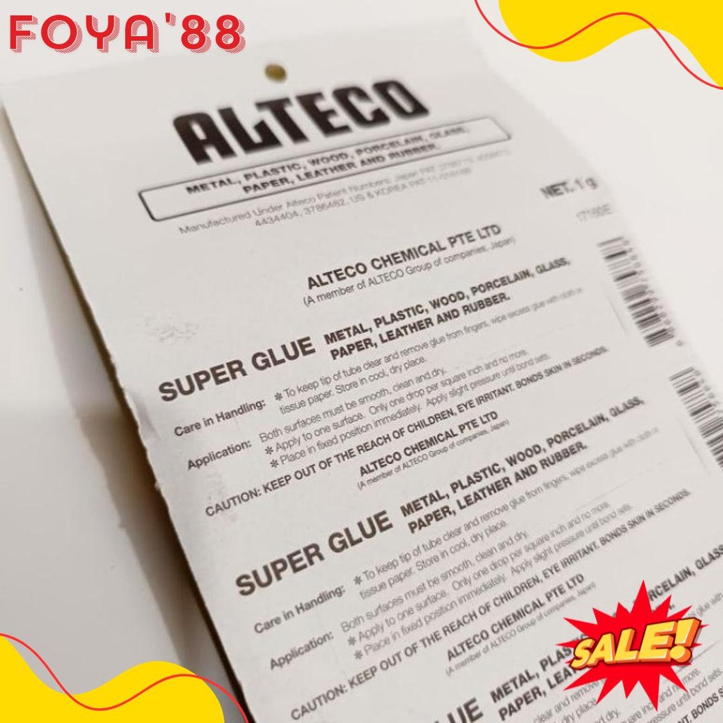 

1 Lembar Lem Alteco Japan Isi 12 Pcs(Netto 1G) Diskon Setengah Harga