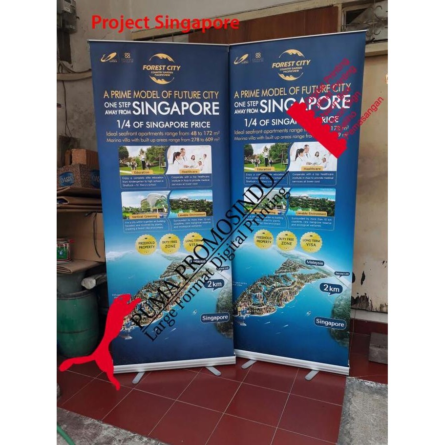 TERMURAH - Roll Up Banner Alumunium Plus printing Ukuran 80 x 180 Murah Jakarta