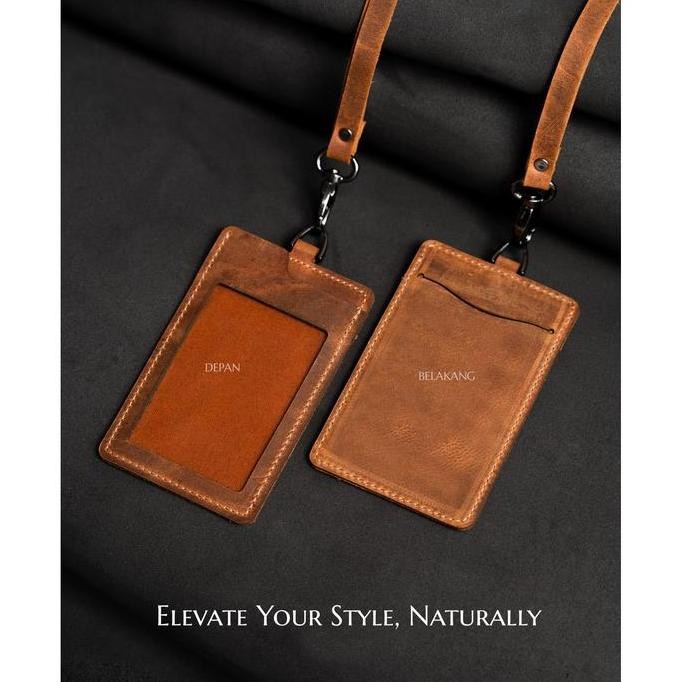

READY Gantungan id Card Kulit Asli LANYARD Name Tag & Card Holder NEW