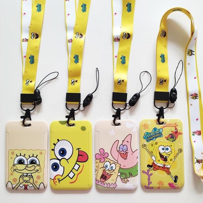 

READY ID Card Holder Name Tag Lanyard Kalung Kartu Kartun Spongebob Patrick NEW