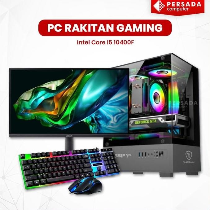 PC GAMING Intel Core i5 10400F Lengkap Monitor+Keyboard Mouse Mantap