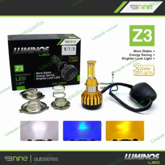 Tersedia Lampu Depan Led Luminos Z3 LED 3 Warna Universal Motor Bebek & Matic