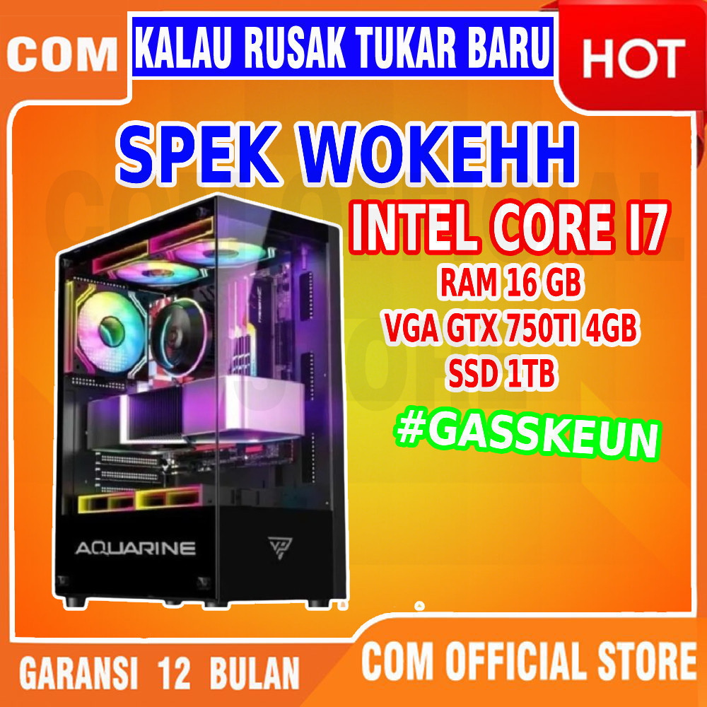 PC GAMING MURAH FULLSET komputer computer RAKITAN I7 RAM 16GB VGA GEFORCE GTX 750 EDITING DESAIN