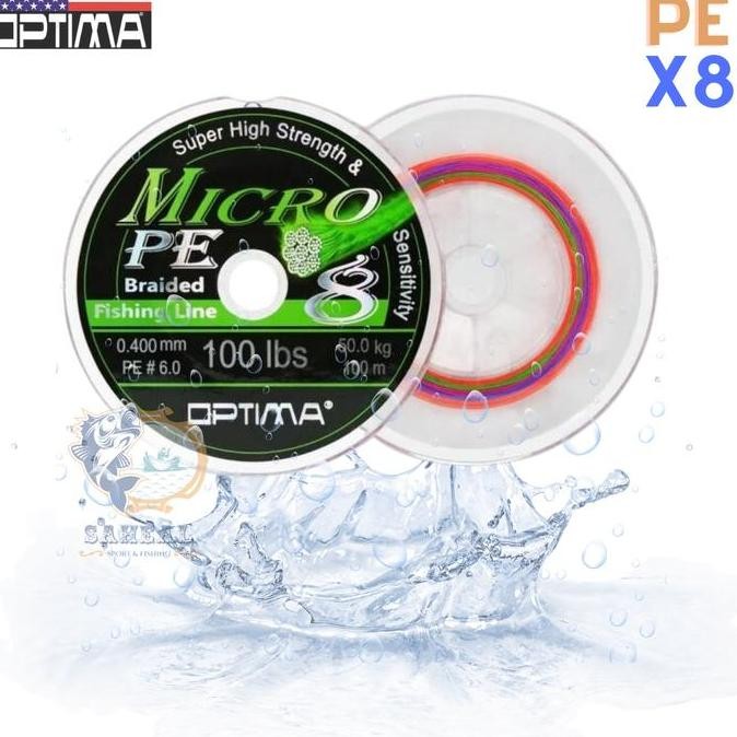 Tersedia Benang Pancing PE Halus Kuat Optima Micro X8 Braided Multicolor 100 M