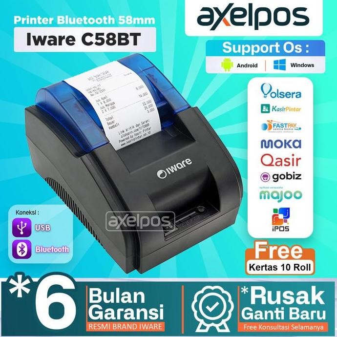 Printer Kasir Bluetooth C-58Bt Support Mokapos Gobiz