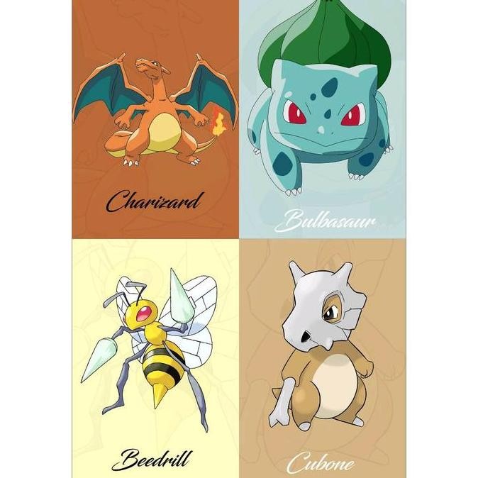 ready Poster dinding Pokemon 24 pcs bahan kertas premium Aesthetic