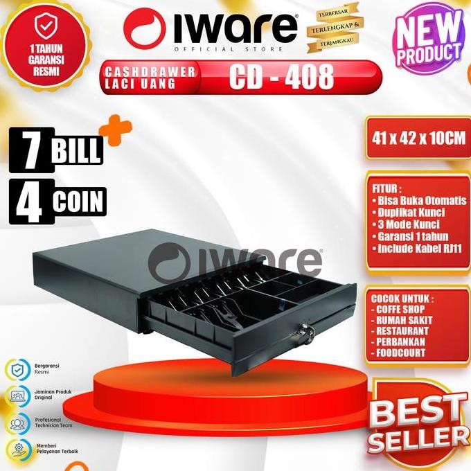Cash Drawer Laci Uang Kasir Iware Cd 408 Rj11