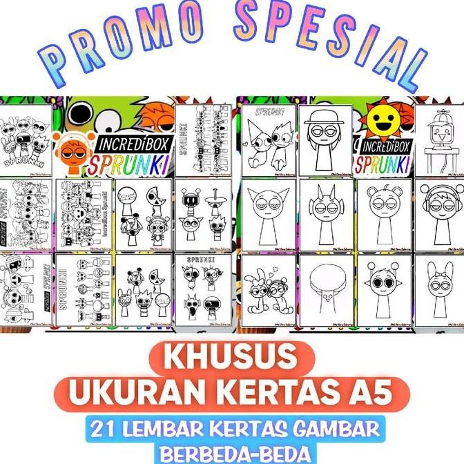

baru PROMO DAPAT 2 TEMA / Kertas Gambar Mewarnai TEMA SPRUNKI & SPRUNKI V1 (21 Lembar) Kertas Tebal 160gsm