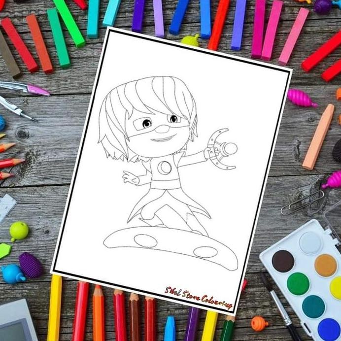

baru Kertas Mewarnai Gambar Anak Tema PJ Mask - Kertas Brief Card