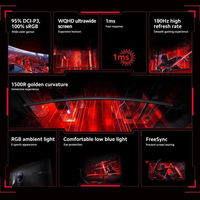 Xiaomi Mi Monitor 34" G34WQi WQHD Ultrawide 180Hz Curved Gaming