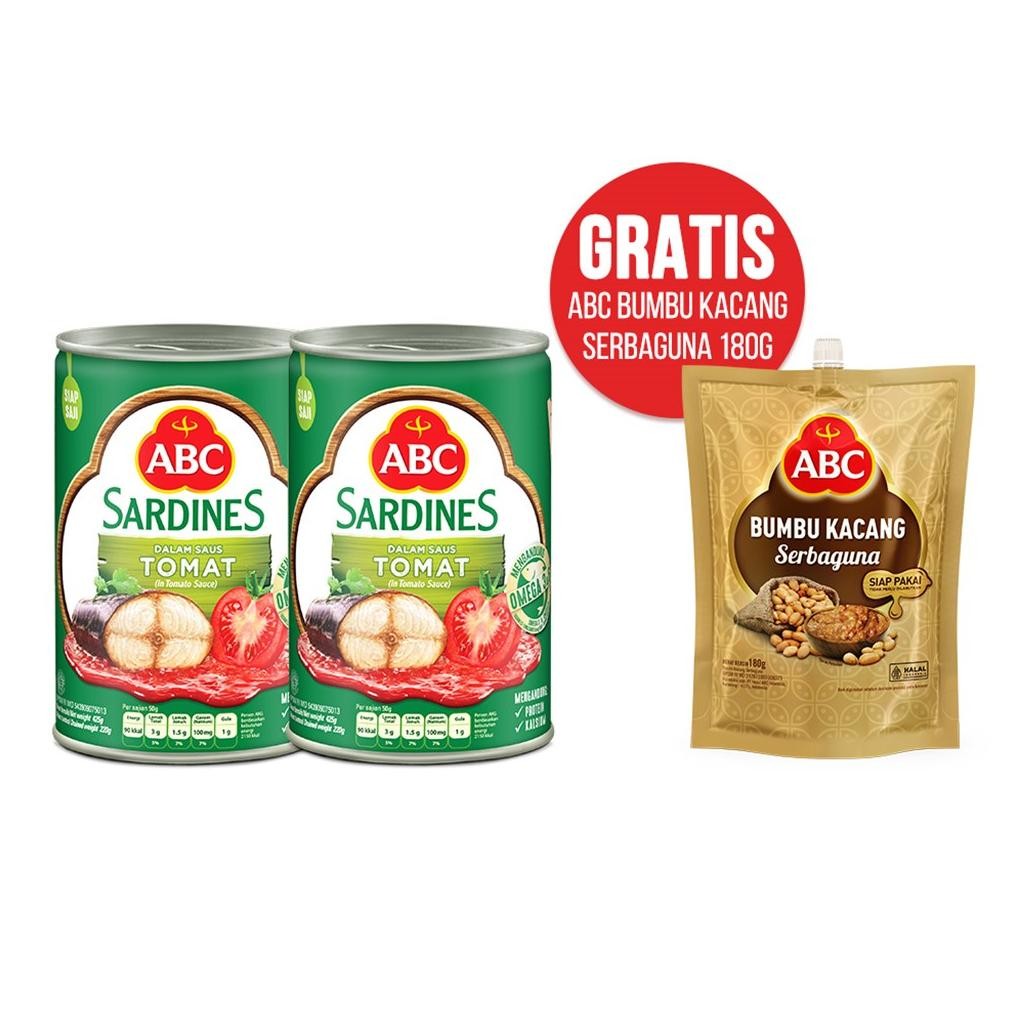 

ready ABC Sarden Tomat 425g Buy 2 Free ABC Bumbu Kacang Serbaguna 180g murah