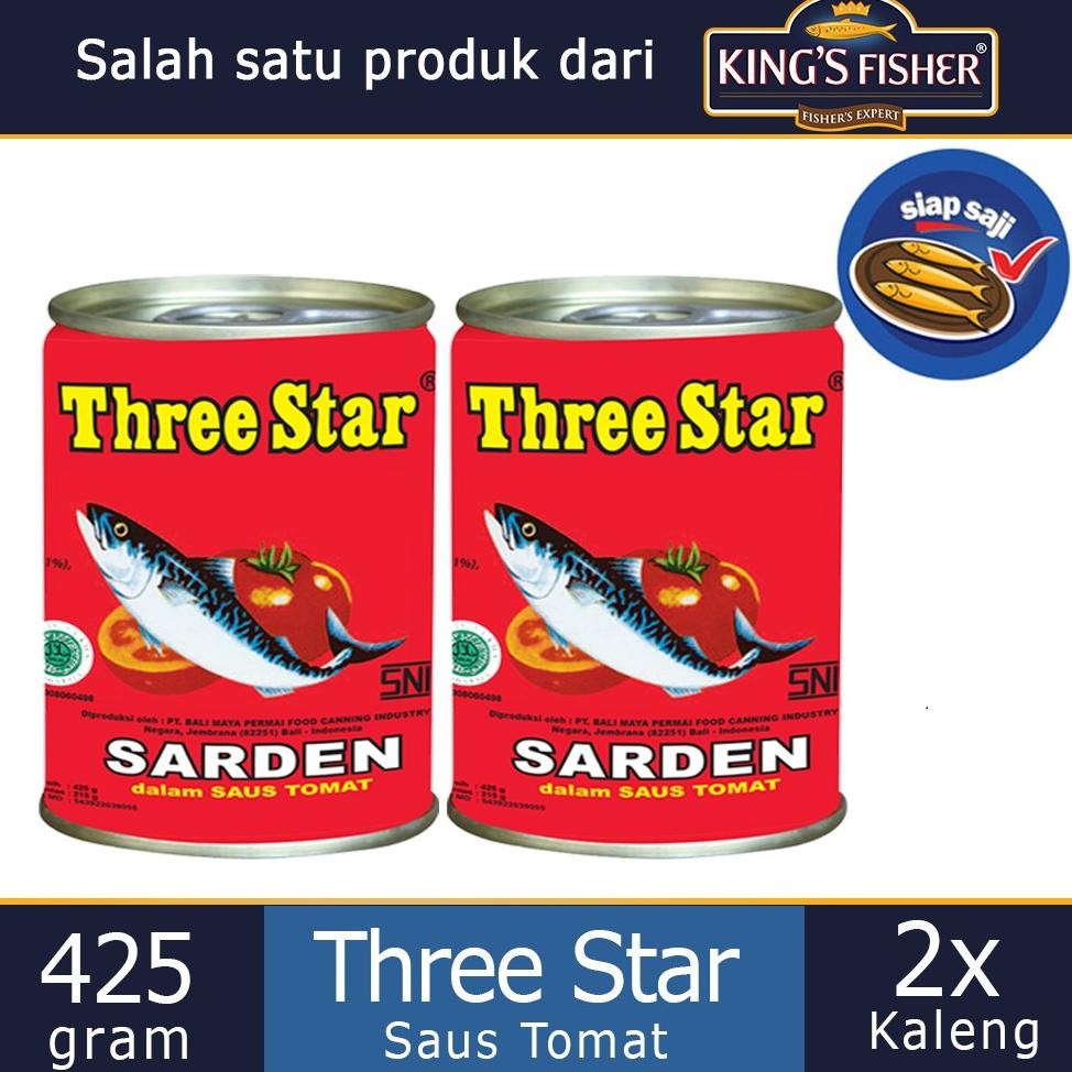 

ready Paket 2 pcs Three Star Sarden mini saus tomat Makanan Kaleng 425 g murah