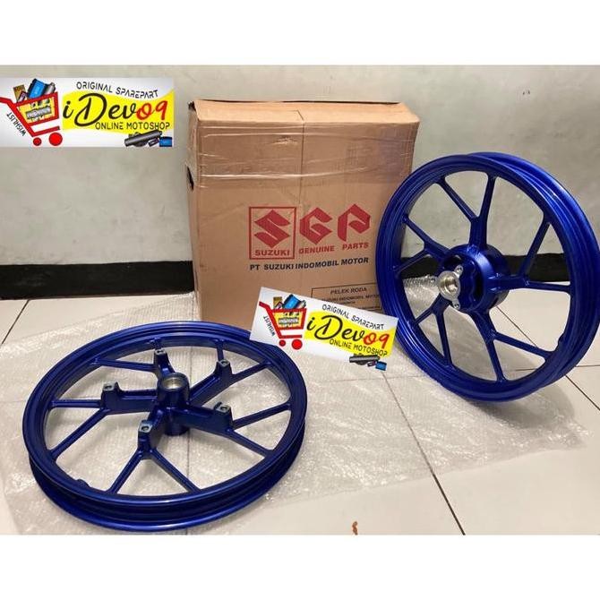 Velg Roda Depan Belakang Satria Fu Fi Injeksi Biru Original SGP