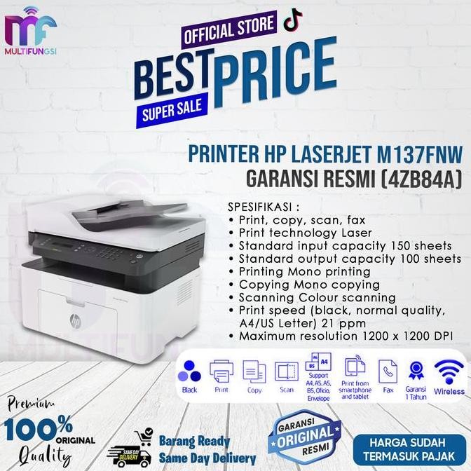 Printer HP Laserjet M137fnw MFP M137 fnw Garansi Resmi