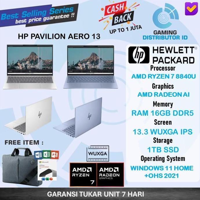 Laptop Hp Pavilion Aero 13 RYZEN 7 16GB 1TB W11+OHS 13.3WUXGA IPS