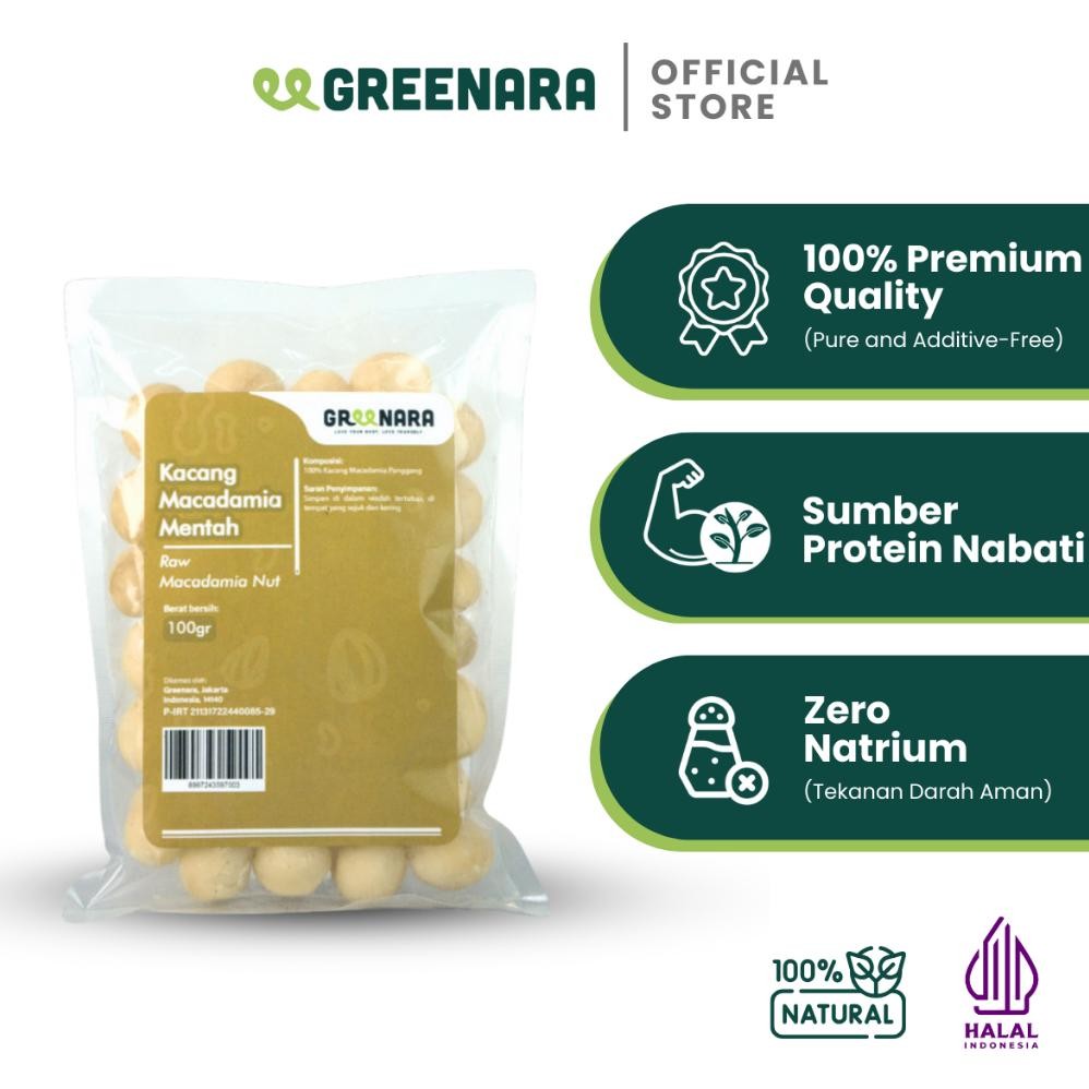 

ready Greenara Natural Macadamia 100gr / Kacang Macadamia (Raw / Mentah) murah