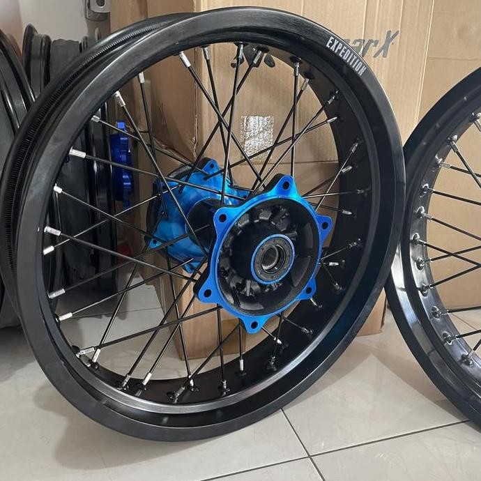 Wheelset Velg Supermoto WR 155 WR155 Tromol Expedition 350-300 Ring 17