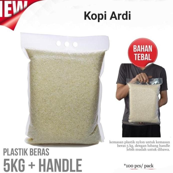 ready stock Bag Plastik Nylon 5 Kg beras dengan lubang 3 jari 100 pcs