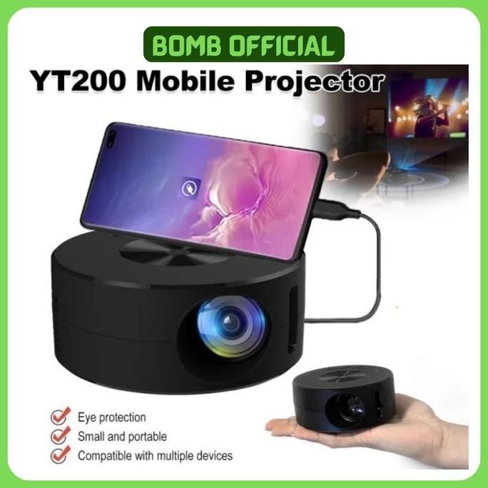 Projector Mini YT200 HD LED Proyektor Mobile Projector 1080P