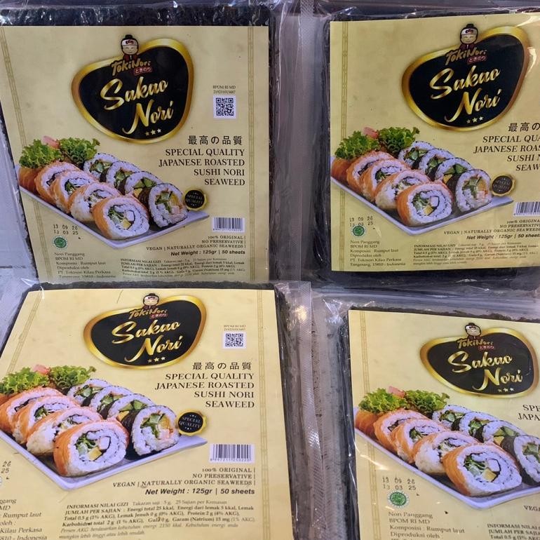 

ready Promo SAKAO NORI isi 50Lembar gelap tokinori halal dread seaweed rumput laut bahan sushi premium bungkus kimbab bento termurah. murah