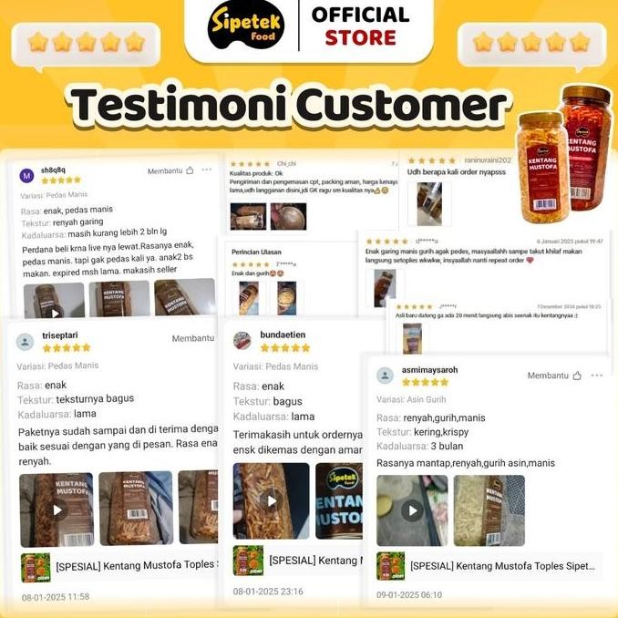 

Grosir [Combo Hemat] Bundling 2 Toples Kentang Mustofa Sipetek + Bonus 2 Toples Snack