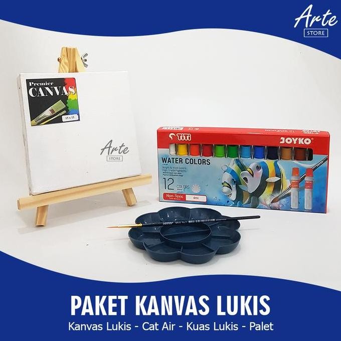 

ready PAKET KANVAS LUKIS (Kanvas Lukis, Cat Air, Kuas dan Palet)