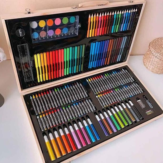 

ready Crayon Set 180pcs box Kayu / Painting Wooden Art Drawing Sets