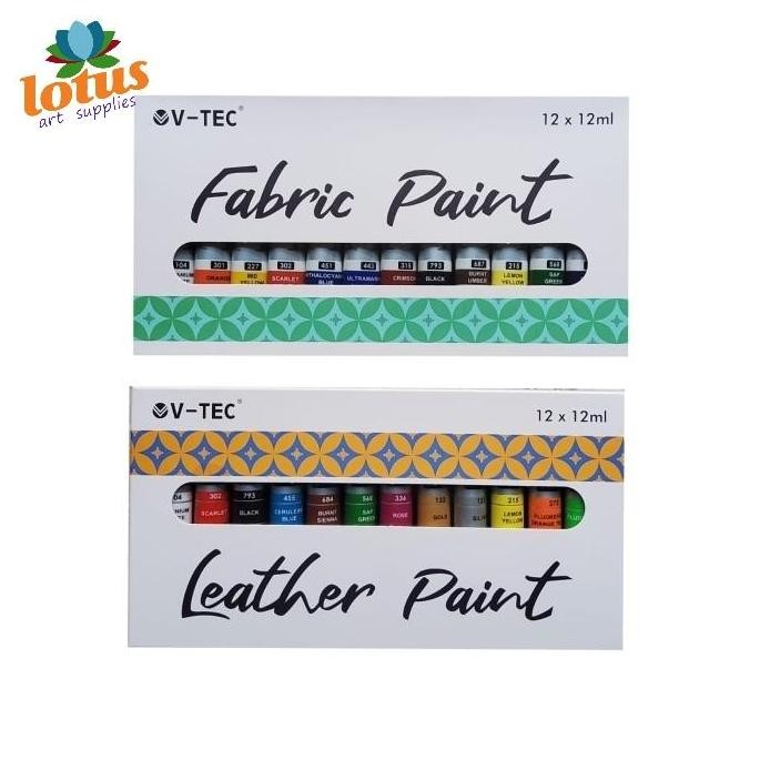 

ready V-TEC Fabric Leather Paint Color Cat Kain /Textile / Kulit Set 12x12ml