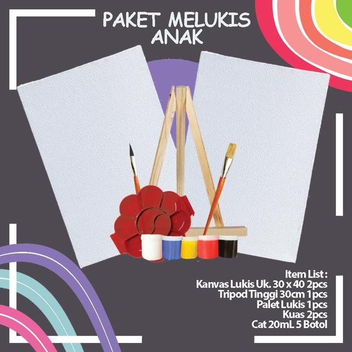 

ready Paket Melukis Kanvas Ukuran 30 x 40cm + Easel Komplit Berkualitas