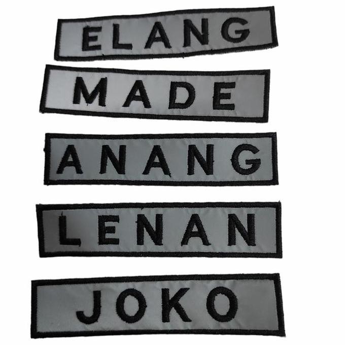 BORDIR nama TIMBUL dasar skotlet menyala pakai velcro murah