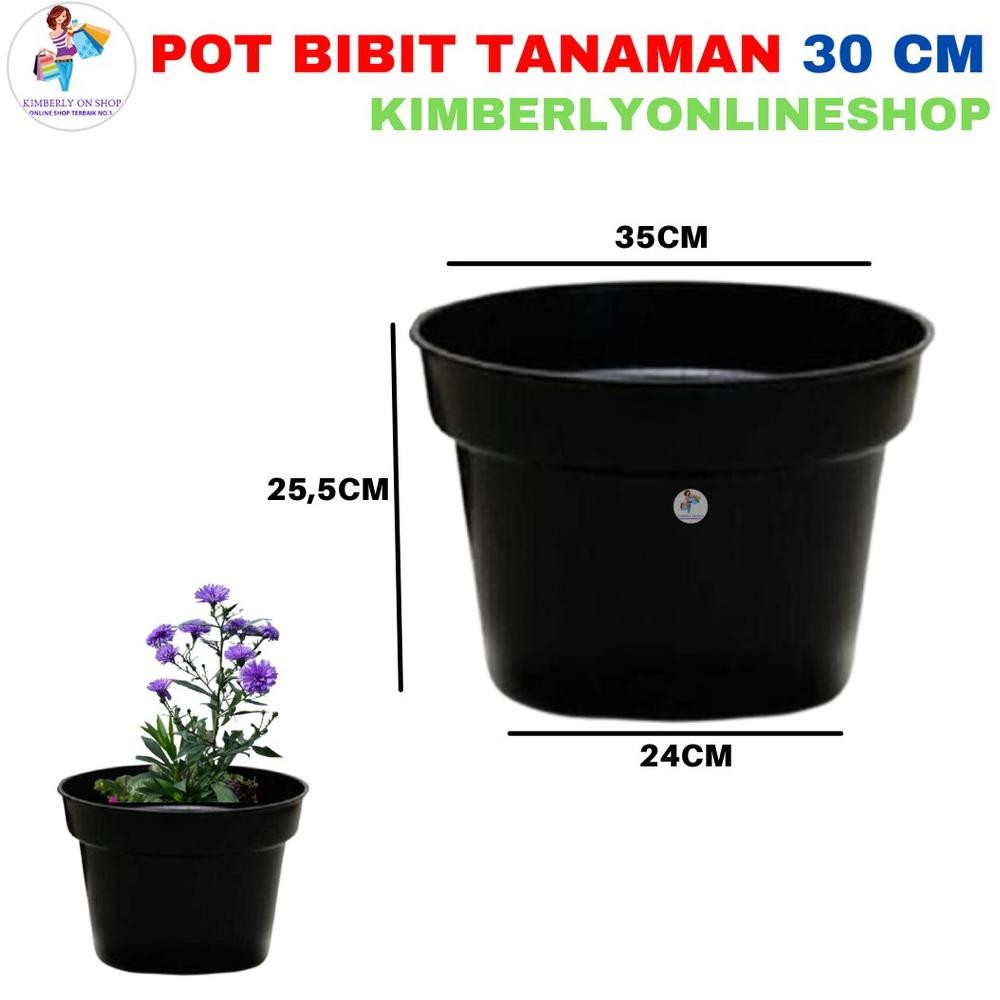 Pot Bunga Bibit Hitam 30Cm Stok Baru
