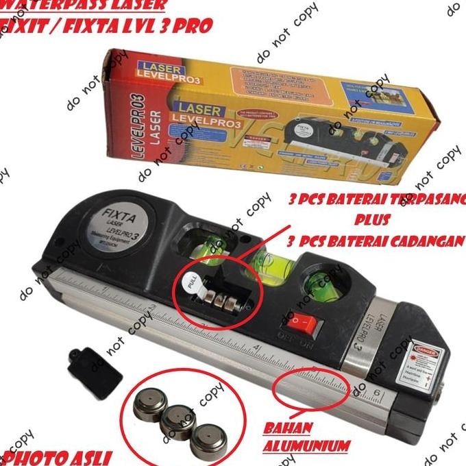 Waterpass Fixit Level Pro 3 Water Pass Meteran Laser up to 250 Cm