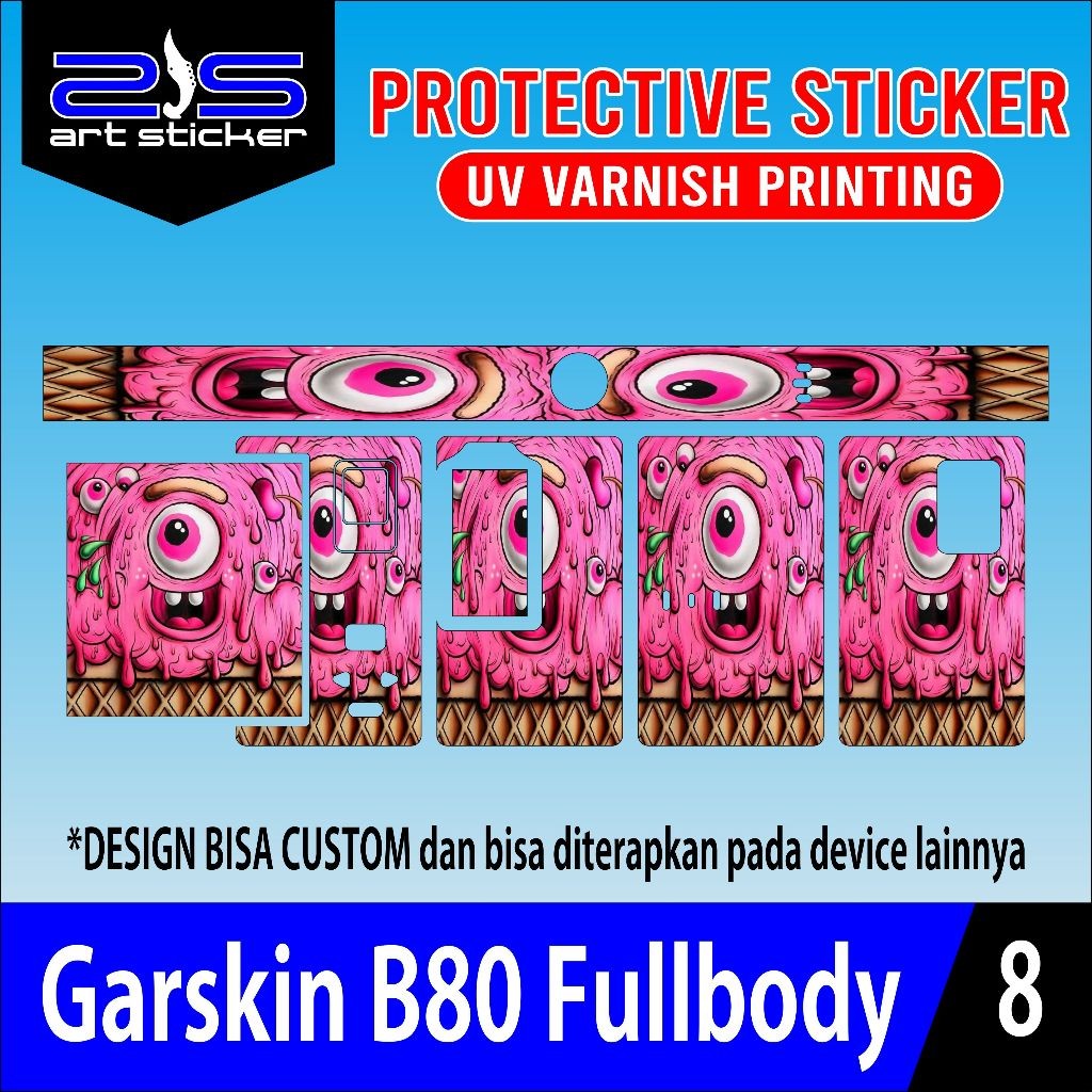 

Stiker B80 Kuromi Uv Varnish Printing Pink Monster Garskin Stiker Custom Fullbody Bisa COD