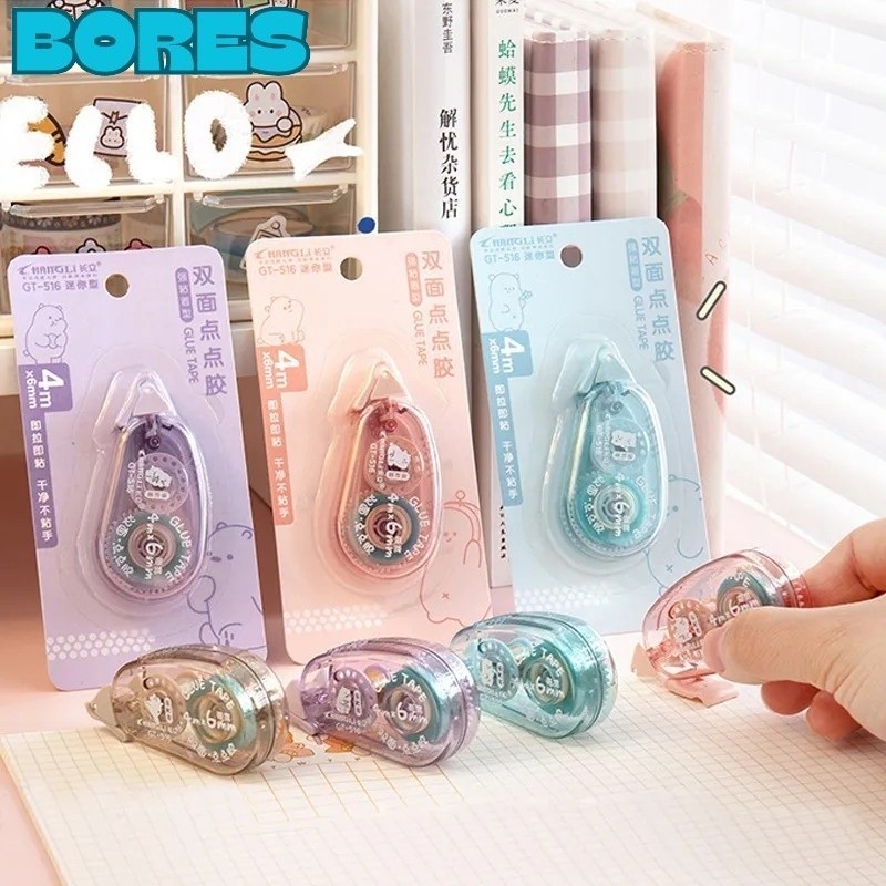 

BORES Glue Tape Roll 4M Double Tape Roller Tape Glue Super Kuat Tidak Beracun Lem Kertas Untuk Journaling Lem Titik DIY Perlengkapan Alat Tulis Kantor Pita Rol Perekat Dua Sisi