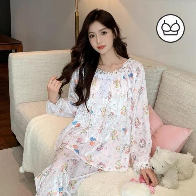 ready stock JC- Set Piyama Bulu Bludru PP / Baju Tidur Import BludruPremium / PiyamaBludru Terbaru m