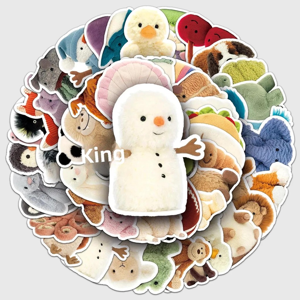 

Jellycat Cartoon Doodle Stickers 51 Pieces Unique Cross-Border Decoration For Water Cup Mobile Phone Case Luggage Bag