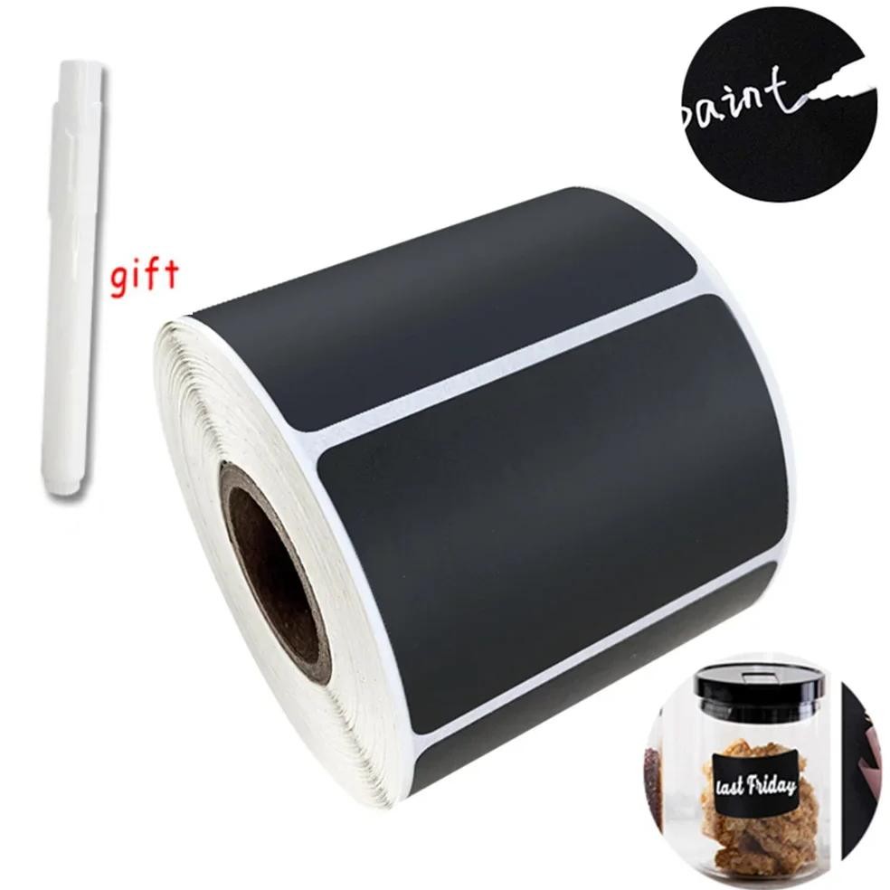 

Black Blank DIY Stickers Waterproof Writing Stickers Reusable Blank Sticker for Food Storage Box Stationery Classification Label